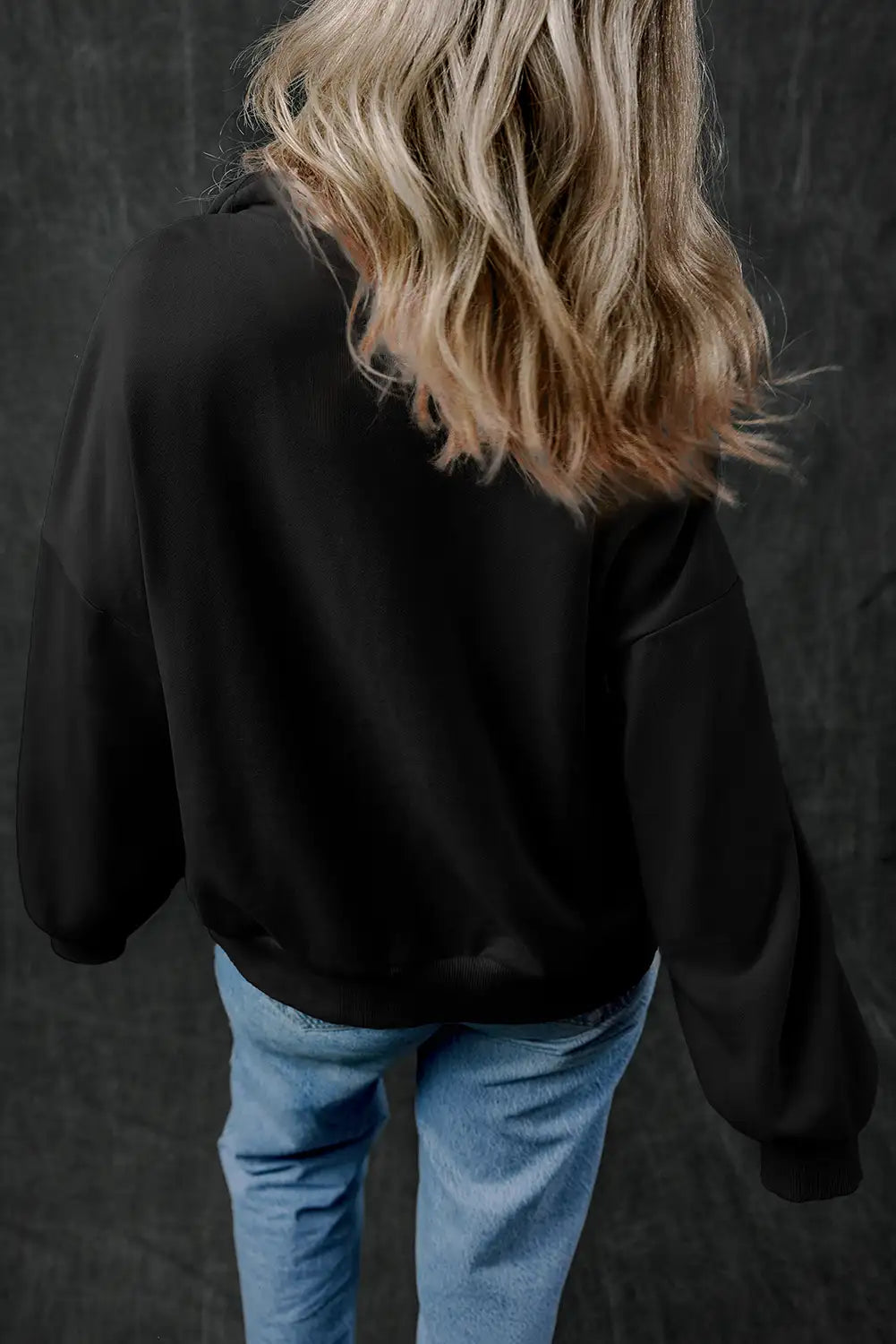 Black Zip Up Stand Neck Sweatshirt