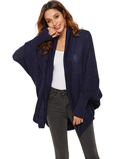 Batwing Sleeves Loose Color Cardigan Tops