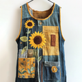 Vintage Sunflower Floral Patchwork Linen Top elevenforest