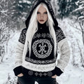 Viking Tribal Celtic Cable Knit Hooded Sweater elevenforest
