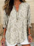 Vintage Linen Blend Floral Lace Cozy Tunic elevenforest