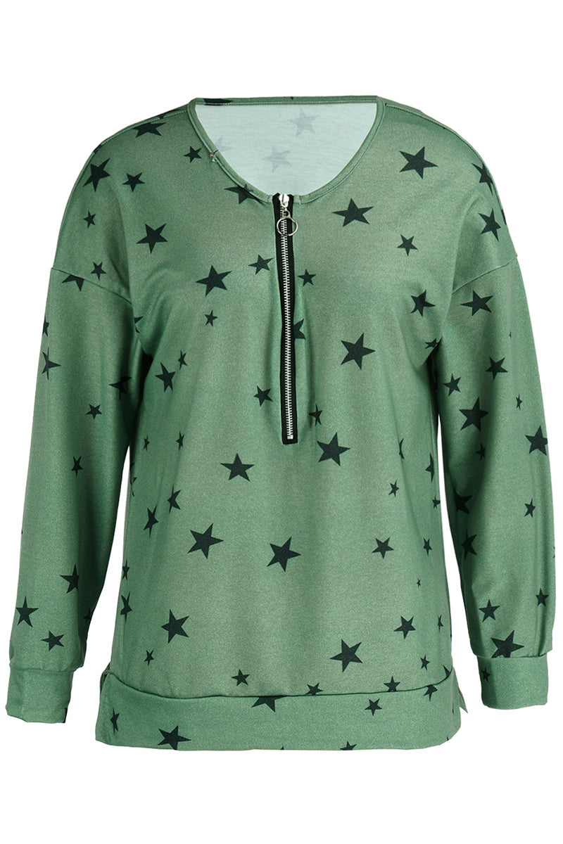 The Stars Patchwork Zipper Collar Hoodies(8 Colors)