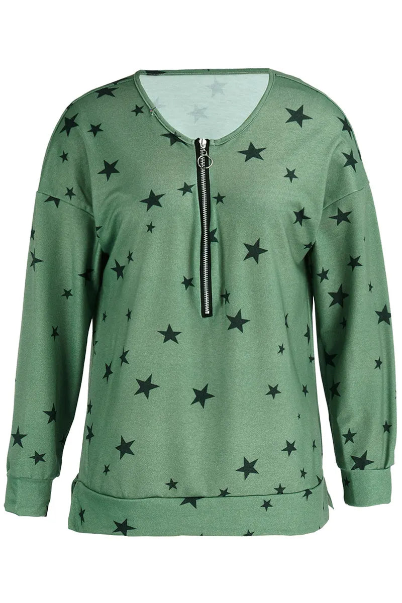 The Stars Patchwork Zipper Collar Hoodies(8 Colors)