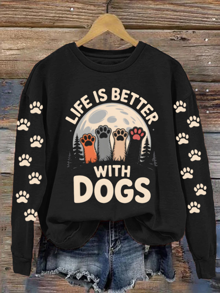Comstylish Little Dog Companion Leisure Round Neck Sweatshirt
