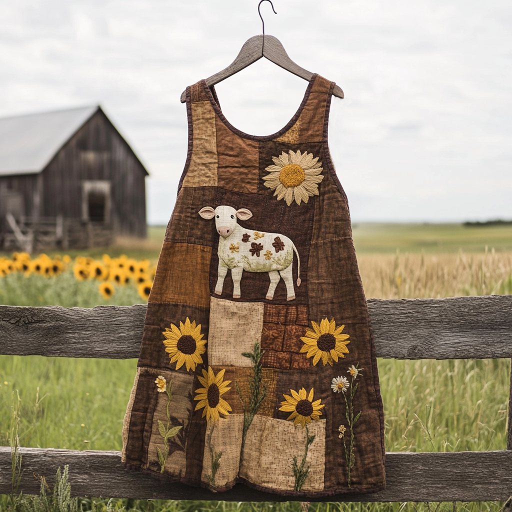 Women's Vintage Sheep And Sunflower Art Print Tank Top elevenforest