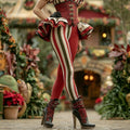 Women's Christmas Candy Stripe Casual Leggings elevenforest