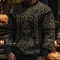 Men's Vintage Viking Halloween Embroidered Sweater elevenforest