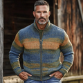 Men's Vintage Gradient Knitted Zip Cozy Sweater elevenforest