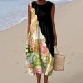 Women's Vintage Floral Print Design Midi Tank Dress elevenforest