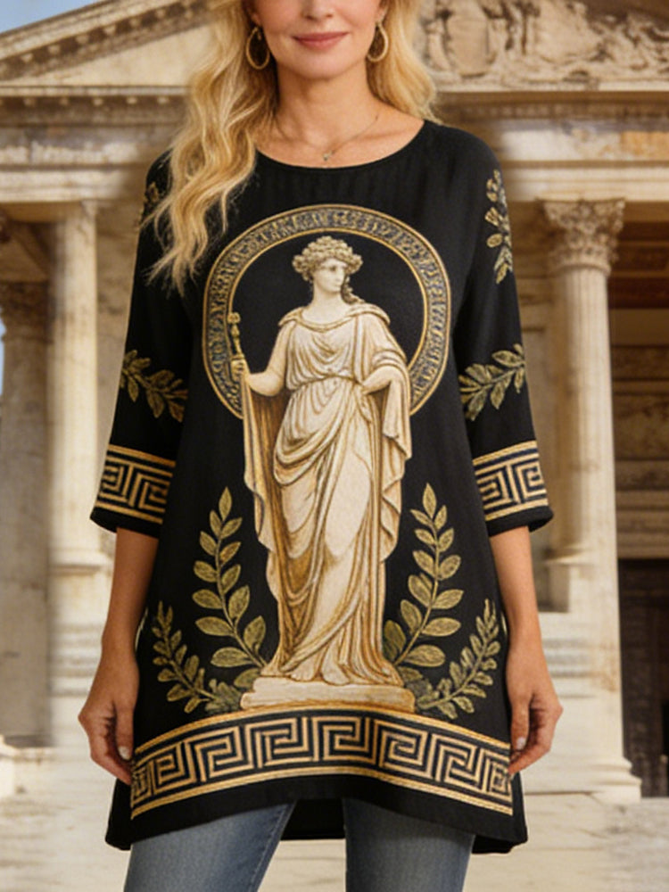 Comstylish Vacation Style Greek Goddess Vintage Women's Linen Flowy Shirt