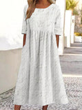 Vintage Floral Lace Embroidered Linen Cozy Maxi Dress elevenforest