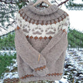 Vintage Icelandic Knit Jacquard Warmth Oatmeal Crew Neck Sweater（Unisex） elevenforest