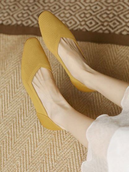 Color Square-toe Flats Shoes