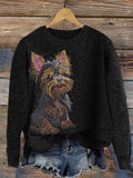 Comstylish Lovely Yorkshire Terrier Embroidered Cozy Sweater