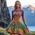 Women's Vintage Rainbow Irish Celtic Knot Cozy Knit Sweater Dress elevenforest