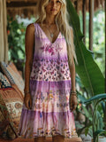Butterfly Floral Print Women's Linen Vest Dress elevenforest