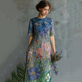 Women's Oil Painting Floral Sequined Maxi Dress elevenforest