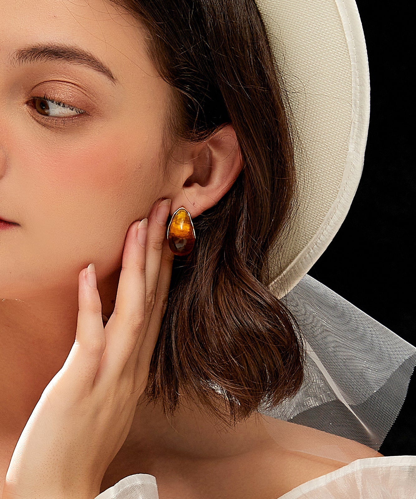 Yellow Stainless Steel Resin Hoop Earrings