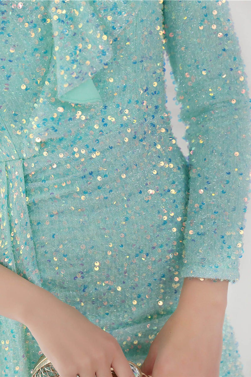 Sequin One-shoulder Split Maxi Dress