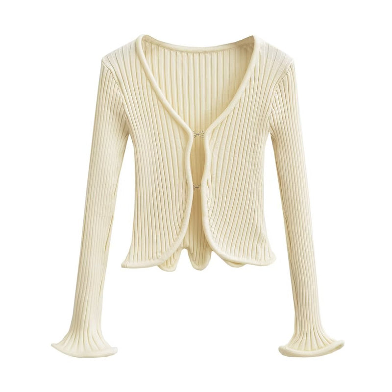 White Autumn Short Knitted Cardigan Sweater Coat for – Stylish and Cozy Outerwear