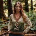 Vintage Gradient Celtic Knot V-neck Chunky Irish Aran Sweater elevenforest