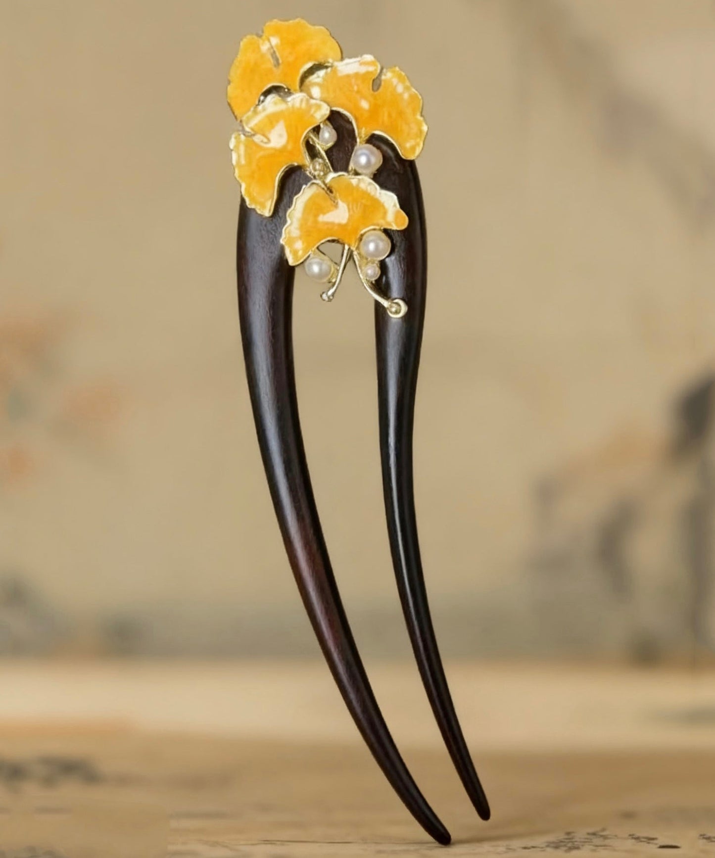 Retro Black Wooden Pearl U-shaped Hairpin