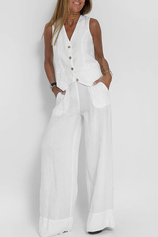 Linen Waistcoat Two Set Suits