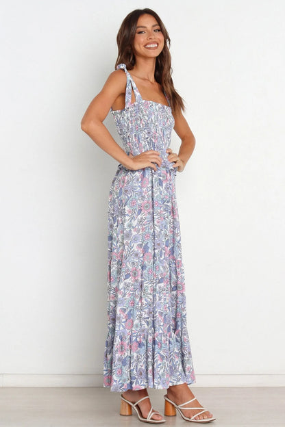 Elanore Printed Shirred Bodice Maxi Dress