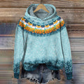 Vintage Fox Contrast Jacquard Hooded Sweater artswardrobe