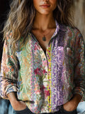 Women's Vintage Floral Art Print Casual Long Sleeve Comfortable Cotton