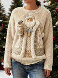 Comstylish Christmas Santa Claus Art Women's Soft Plush Sweater