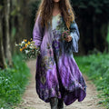 Vintage Gradient Violet Tribal Pattern Comfy Maxi Dress elevenforest