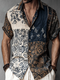 Men's Bohemian Plant Flower Pattern Retro Cotton And Linen Shirt elevenforest