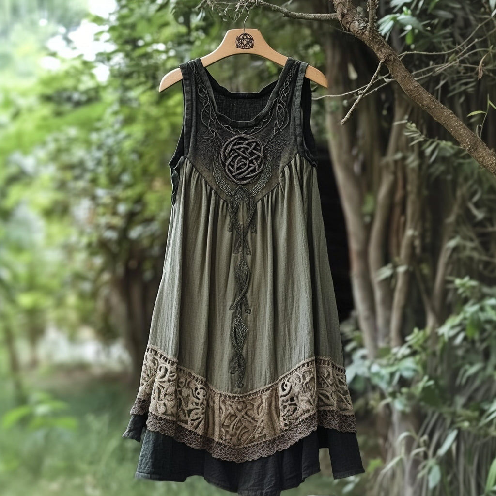Vintage Tribal Viking Celtic Knot Gradient Tank Midi Dress elevenforest
