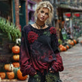 Vintage Rose Embroidery Beaded Gradient Crew Neck Sweatshirt elevenforest