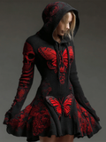 Comstylish Halloween Blood Butterfly Women's Knit Sweater Dress