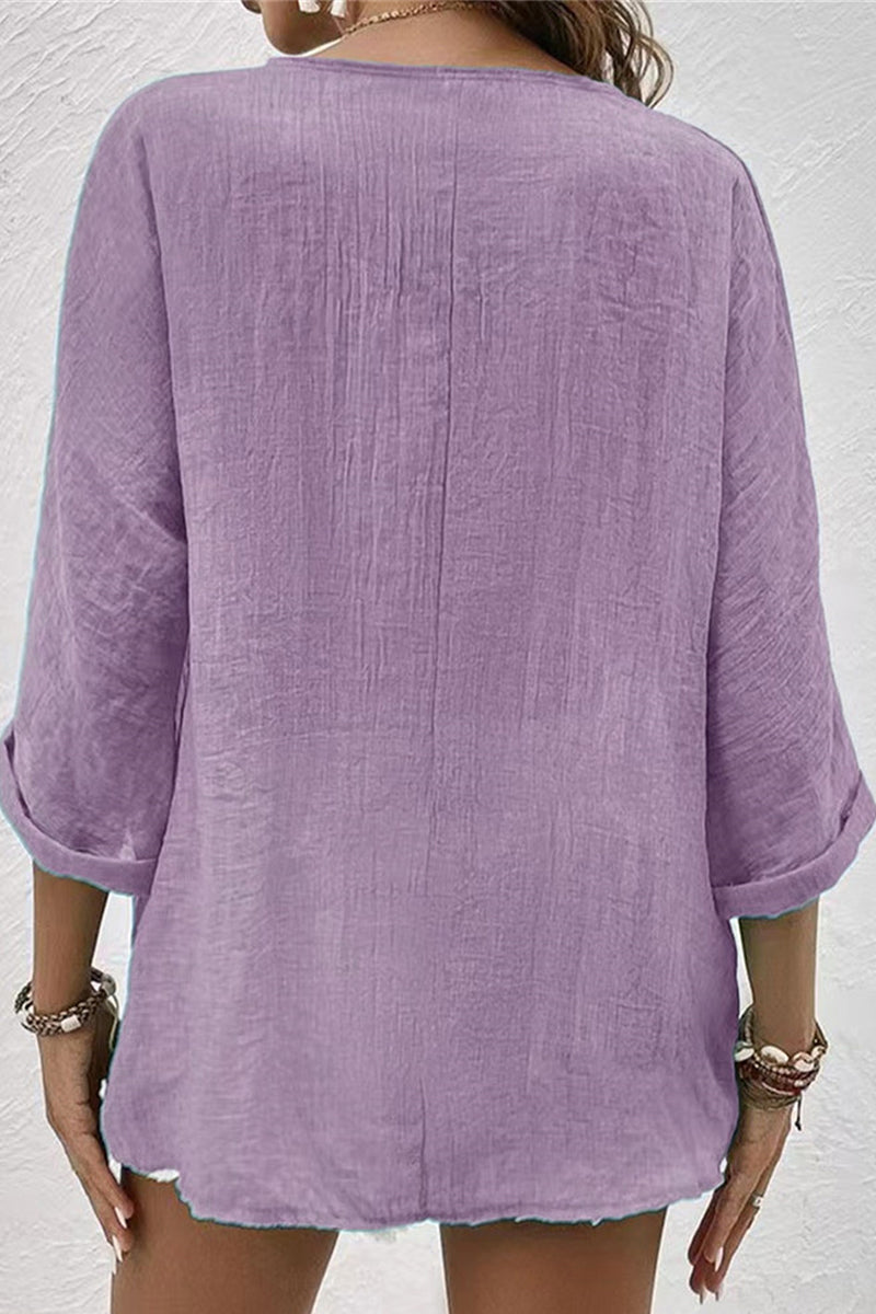 Simplicity Buttons V Neck Tops