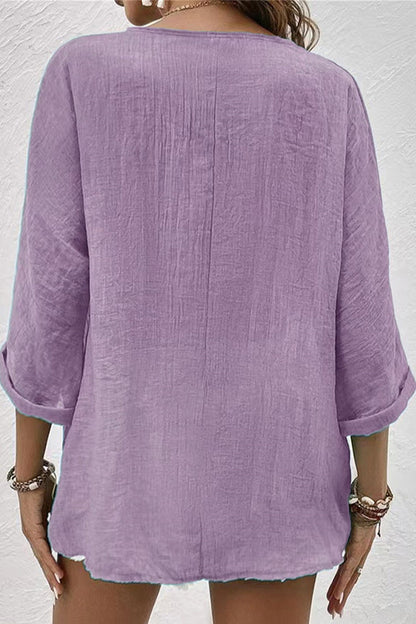 Simplicity Buttons V Neck Tops