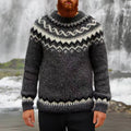 Retro Arc-Shaped Fair Isle Surf Graphics Jacquard Sweater elevenforest