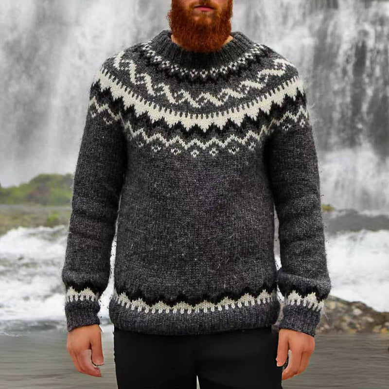 Retro Arc-Shaped Fair Isle Surf Graphics Jacquard Sweater elevenforest