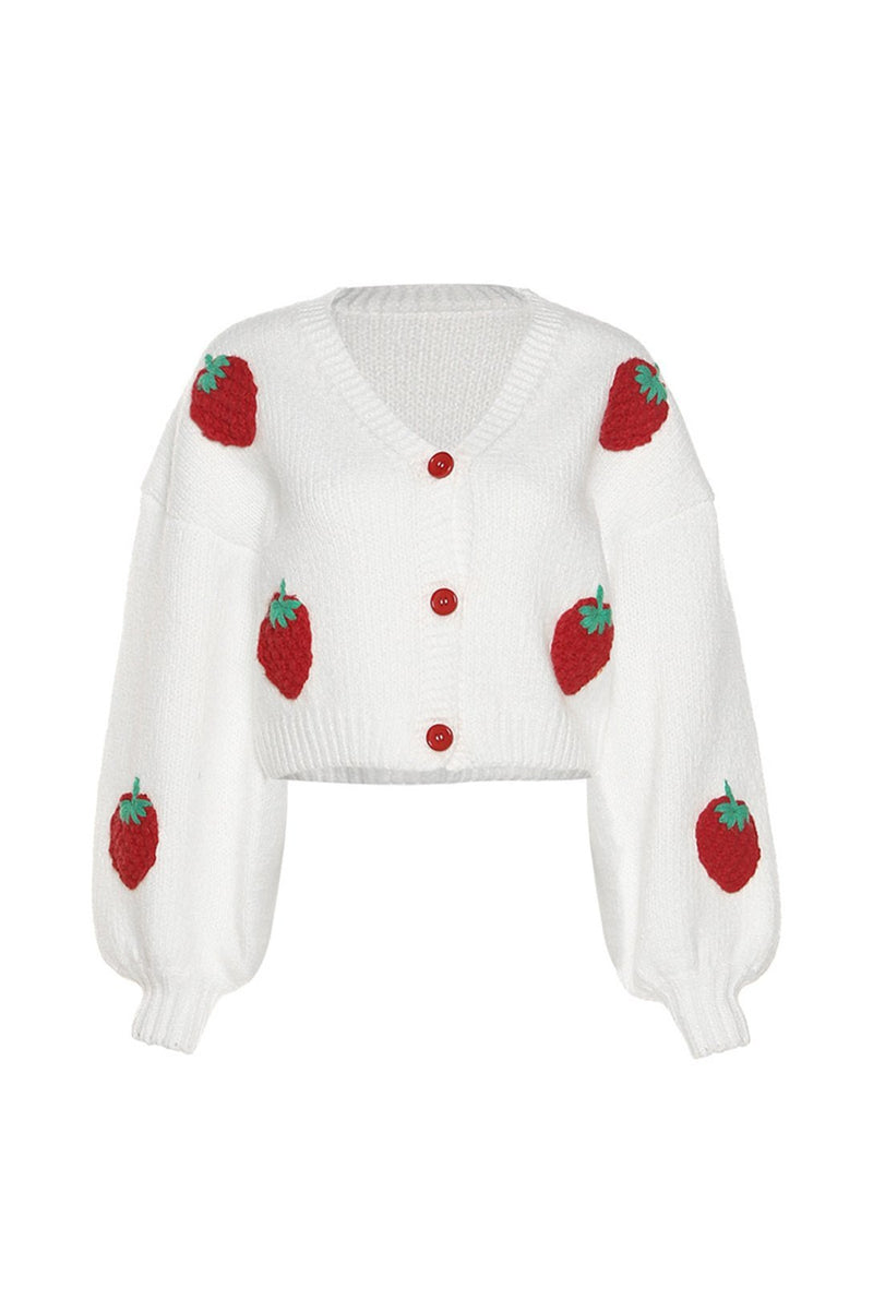 Hanna Strawberry Knit Sweater Cardigan