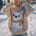 Comstylish Fuzzy French Bulldog Dog Family Felt Cozy Knit Sweater