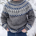 Vintage Knitted Jacquard Islander Crew Neck Sweater elevenforest