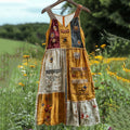 Insect Wildflower Floral Embroidery Art Linen Tank Dress elevenforest