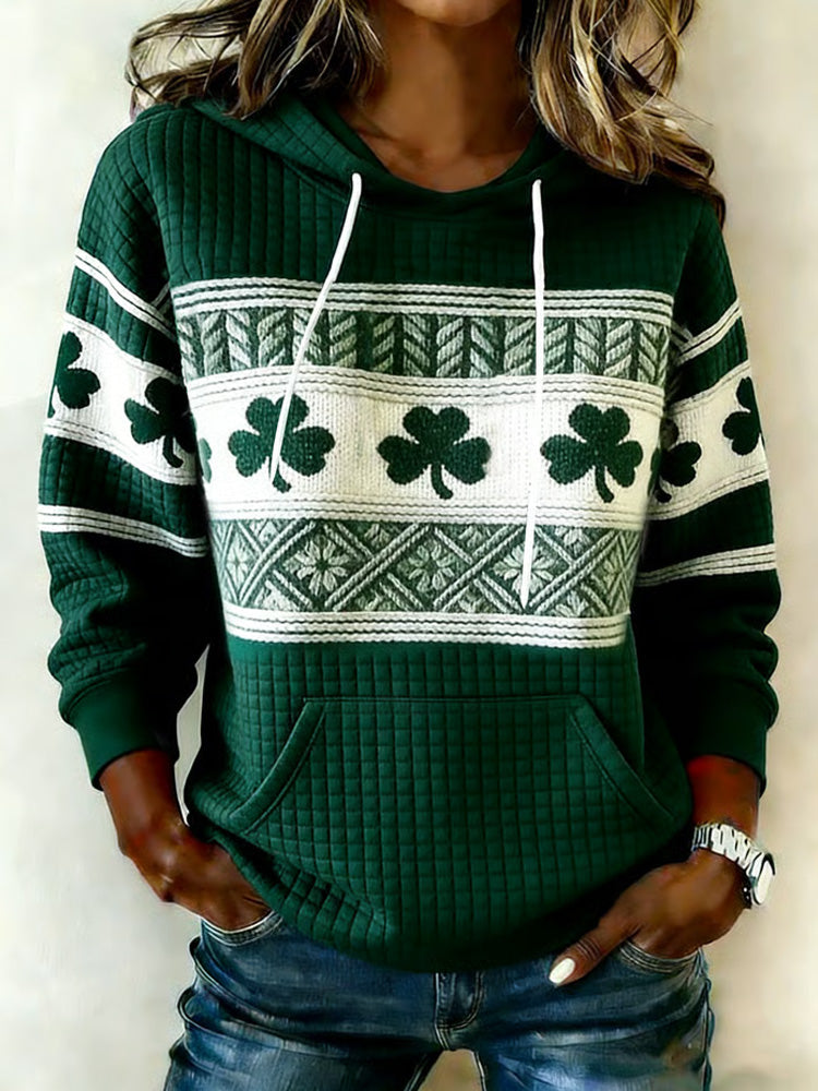 Comstylish Women's St. Patrick's Day Printed Hooded Sweatshirt