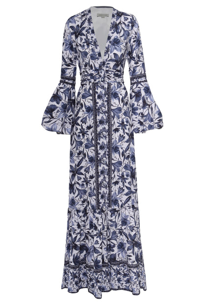 Single Breasted Lantern Sleeve Midi Dress