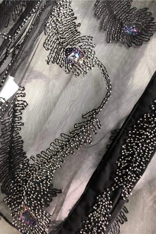 Denise Feather Beading Mesh Blouse