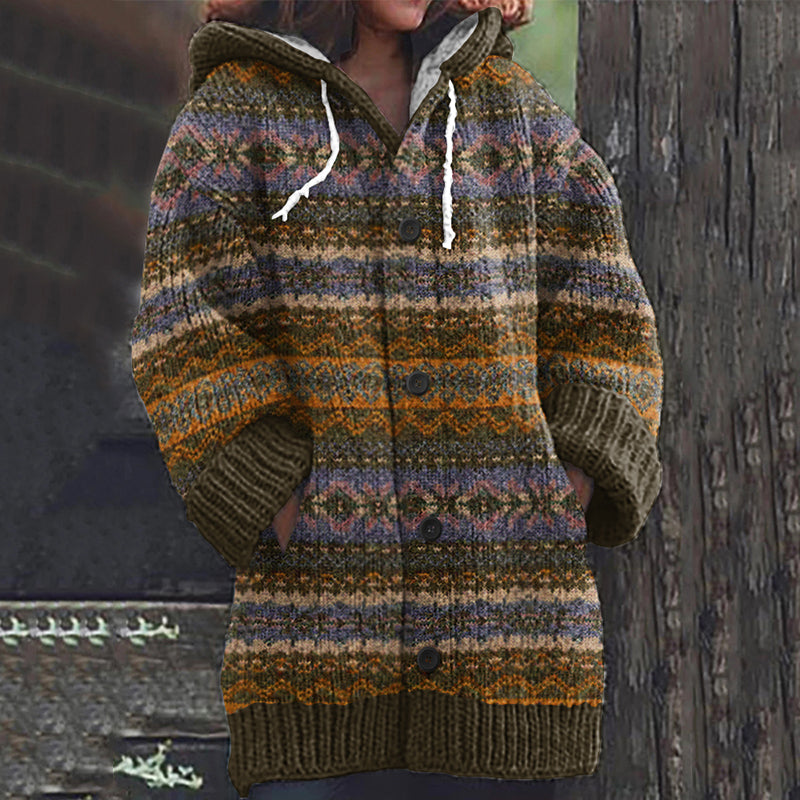 Vintage Icelandic Knit Jacquard Warmth Print Women's Sweater elevenforest