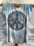 Women's Hippy Graphic Art Print Cotton Crew Neck T-Shirt