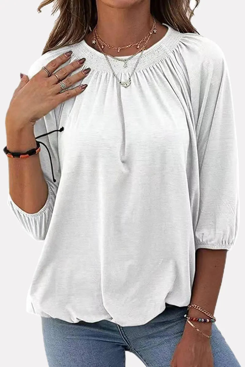 Split Joint Fold O Neck T-shirts